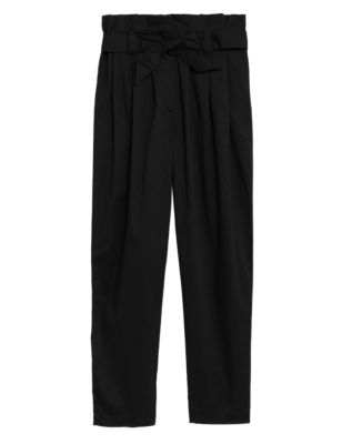 

Womens M&S Collection Cotton Rich Balloon Tapered Trousers - Black, Black
