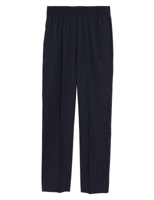 

Womens M&S Collection Woven Elasticated Waist Tapered Trousers - Midnight Navy, Midnight Navy