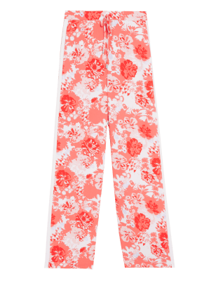 

Womens M&S Collection Floral Side Stripe Wide Leg Trousers - Red Mix, Red Mix