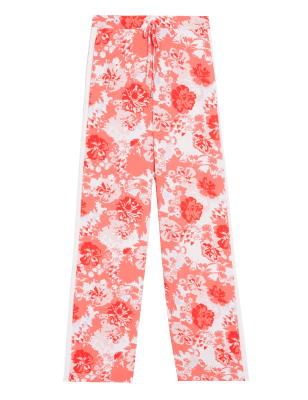 

M&S Collection Pantalón floral de pata ancha con rayas lateralesWomens - Red Mix, Red Mix