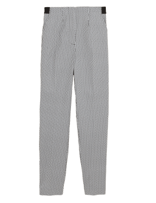

Womens M&S Collection Cotton Rich Geometric Ankle Grazer Trousers - Ivory Mix, Ivory Mix
