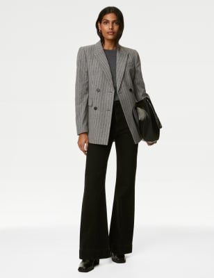 

Womens M&S Collection Relaxed Pinstripe Blazer with Wool - Dark Grey Mix, Dark Grey Mix