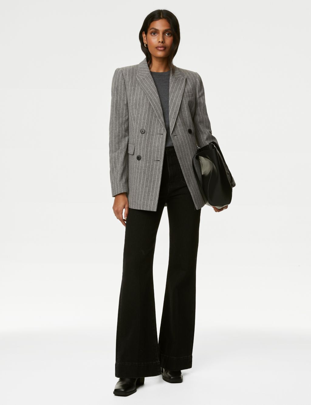 Relaxed Pinstripe Blazer with Wool image 1