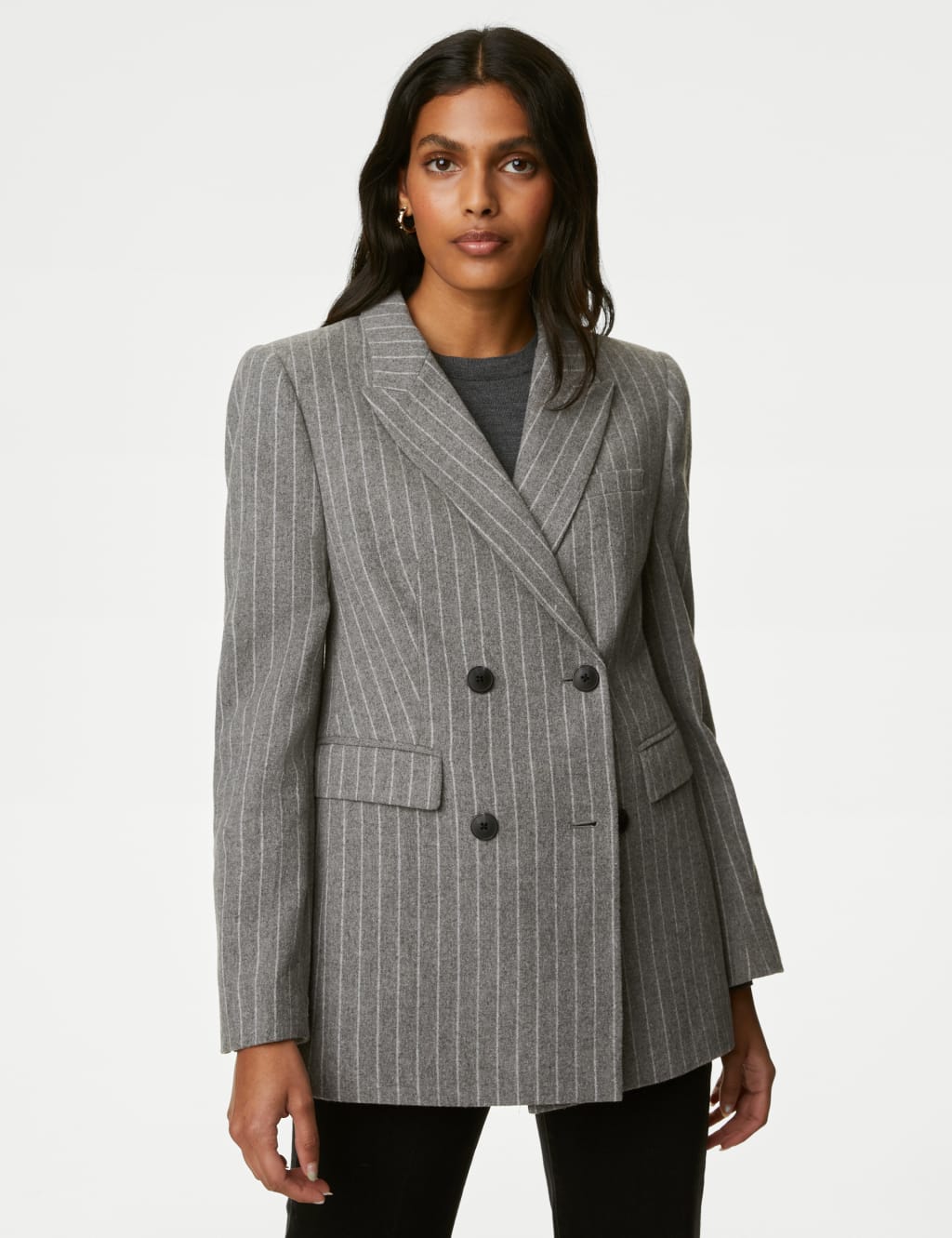 Relaxed Pinstripe Blazer with Wool image 4