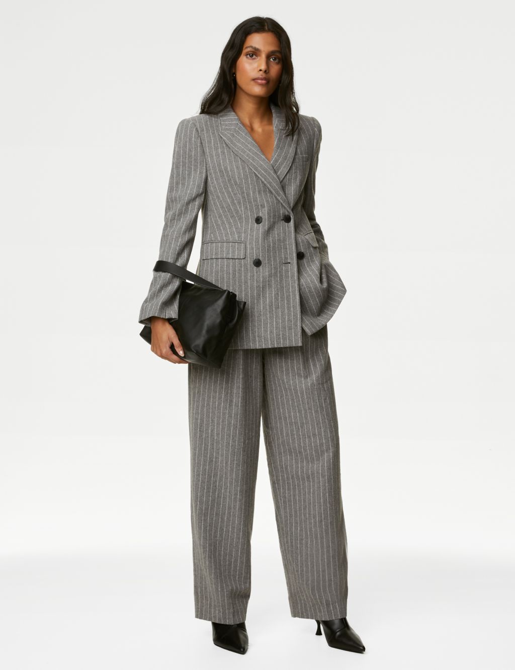 Relaxed Pinstripe Blazer with Wool image 6