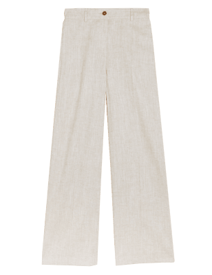 

Womens M&S Collection Linen Blend Wide Leg Trousers - Neutral, Neutral