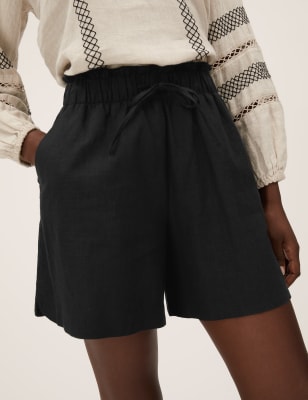 Linen Blend High Waisted Shorts