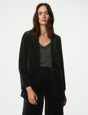 

Womens M&S Collection Velvet Relaxed Sparkly Blazer - Black Mix, Black Mix