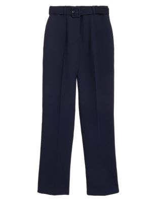 

Womens M&S Collection Belted Straight Leg Trousers - Midnight Navy, Midnight Navy