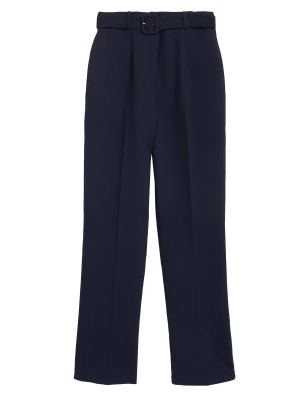 

Womens M&S Collection Belted Straight Leg Trousers - Midnight Navy, Midnight Navy