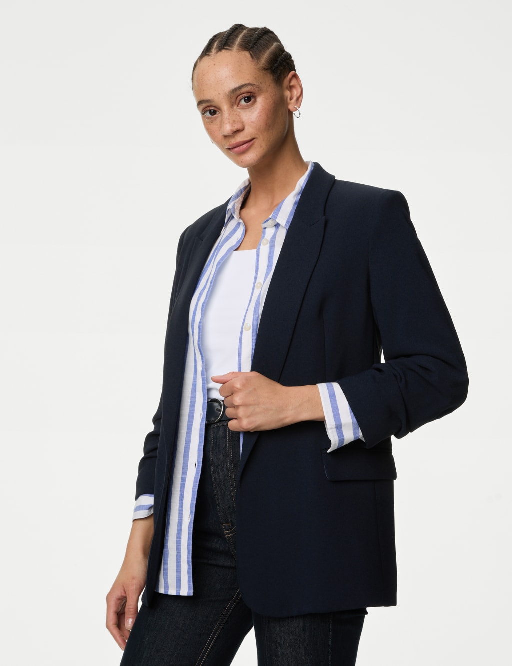 Relaxed Ruched Sleeve Blazer image 3