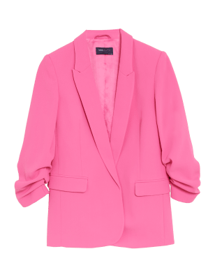 

Womens M&S Collection Relaxed Ruched Sleeve Blazer - Rose Pink, Rose Pink