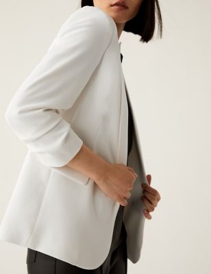 

Womens M&S Collection Relaxed Ruched Sleeve Blazer - Ivory, Ivory