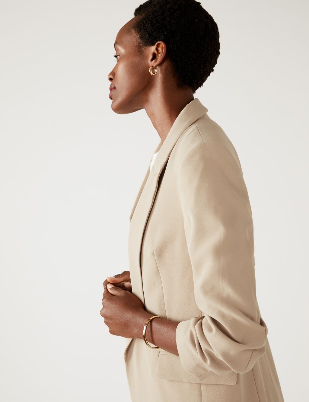 Relaxed Ruched Sleeve Blazer image 1