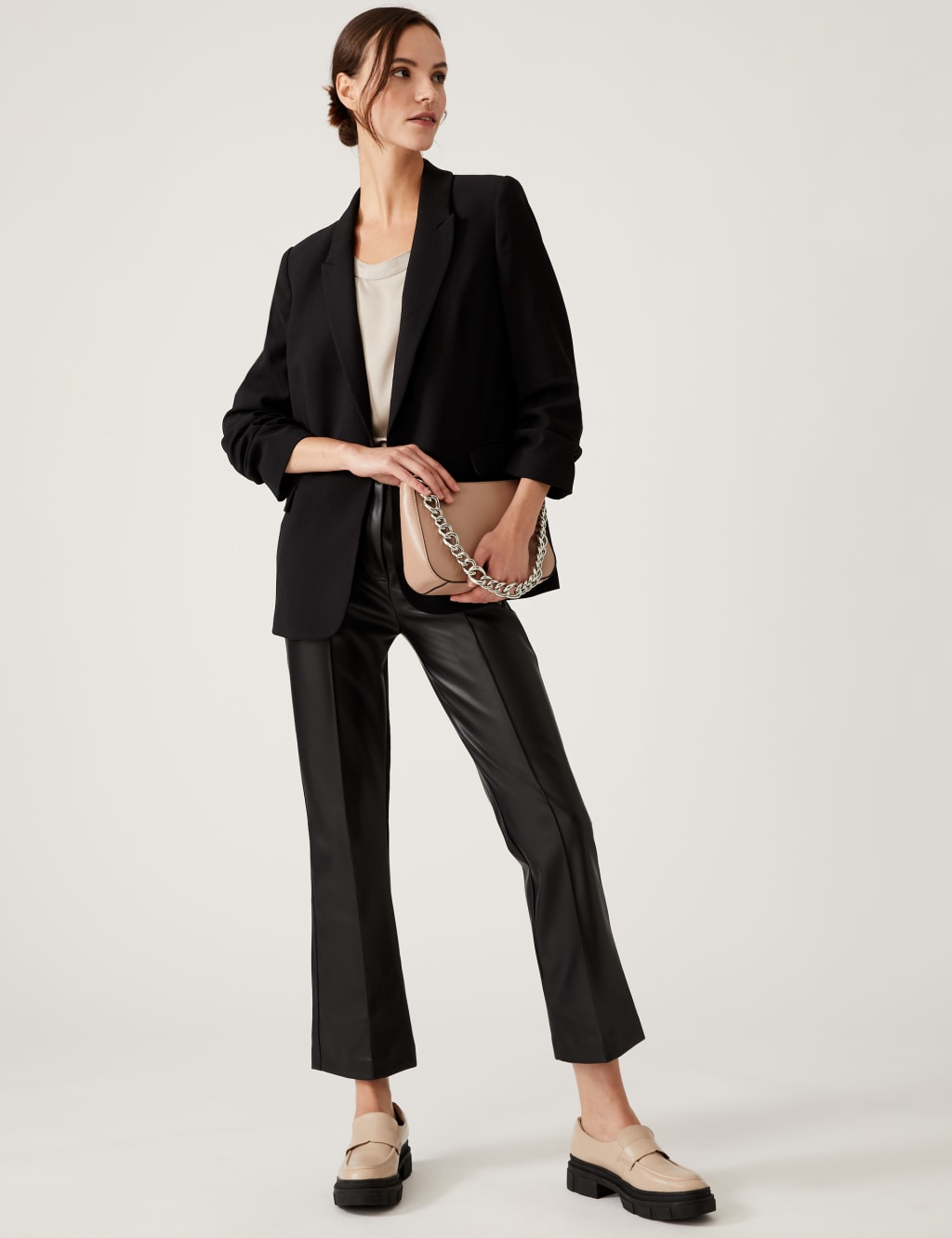 Relaxed Ruched Sleeve Blazer image 3