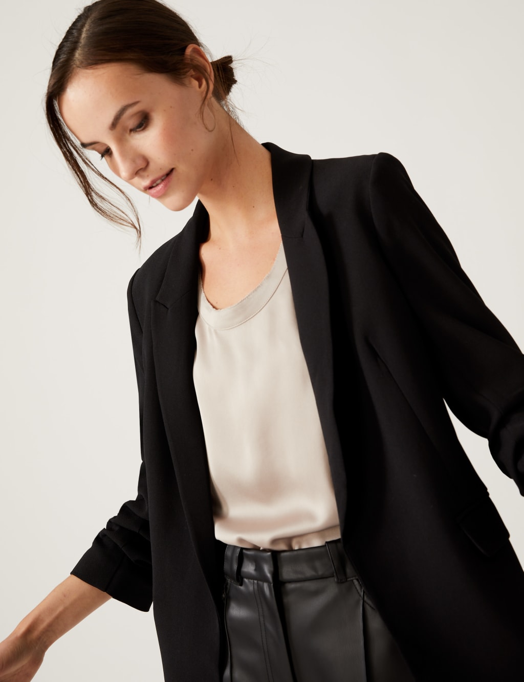 Relaxed Ruched Sleeve Blazer image 4