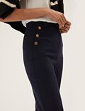 Button Detail Tapered Ankle Grazer Trousers
