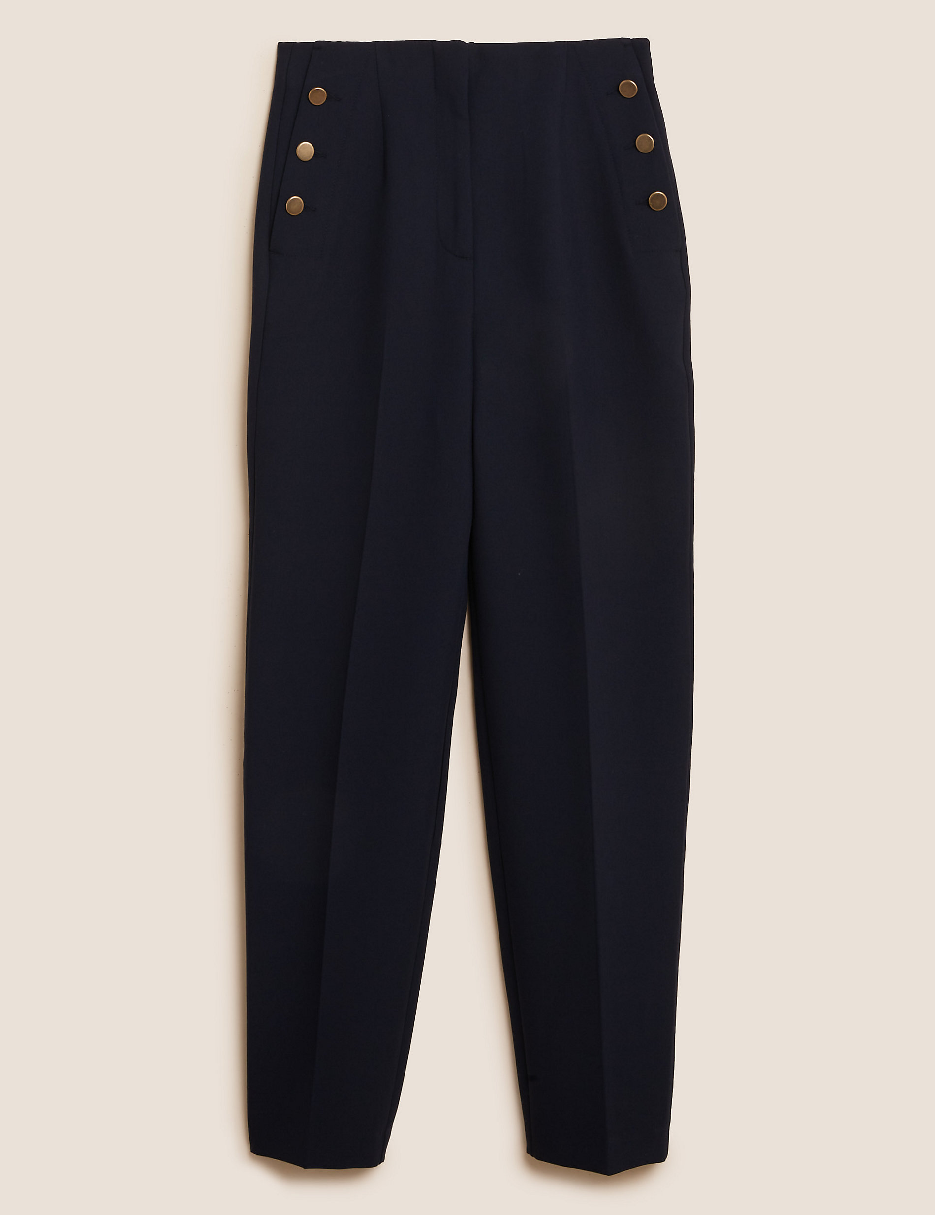 Button Detail Tapered Ankle Grazer Trousers