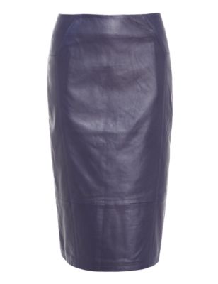 Twiggy for M&S Collection Pencil Skirt with Leather Front | M&S ...