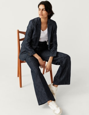

M&S Collection Pantalón de algodón de pata anchaWomens - Dark Navy, Dark Navy