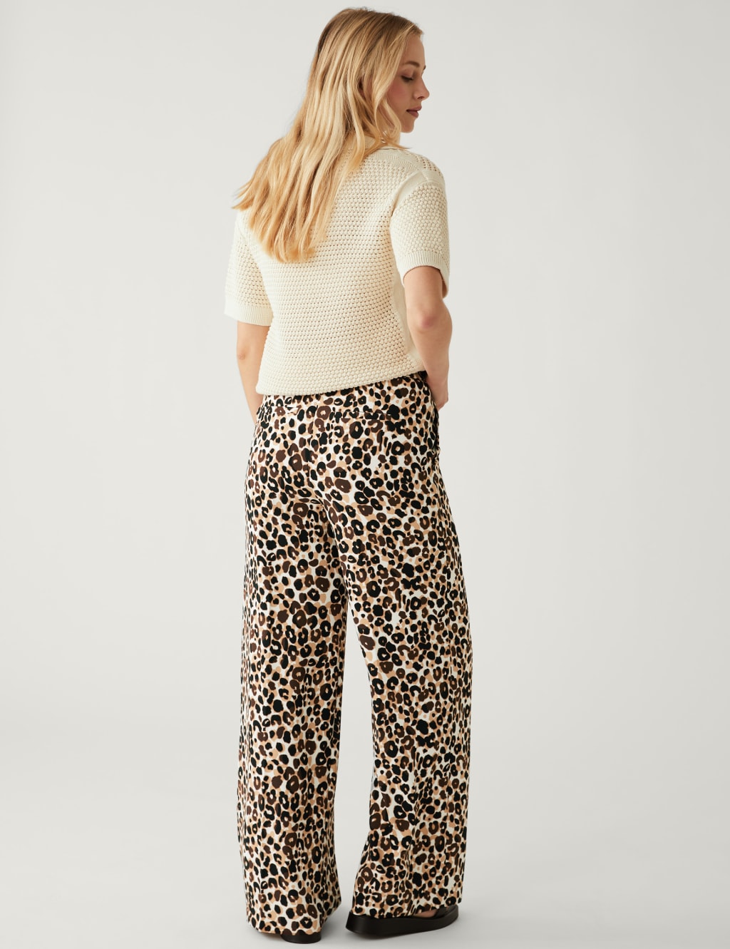 Crepe Animal Print Wide Leg Trousers image 3