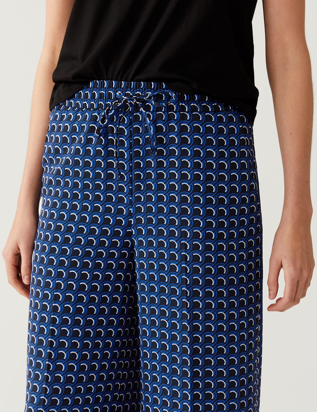 Printed Drawstring Wide Leg Trousers image 4