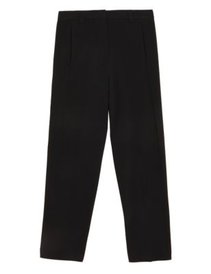 

Womens M&S Collection Relaxed Straight Ankle Grazer Trousers - Black, Black
