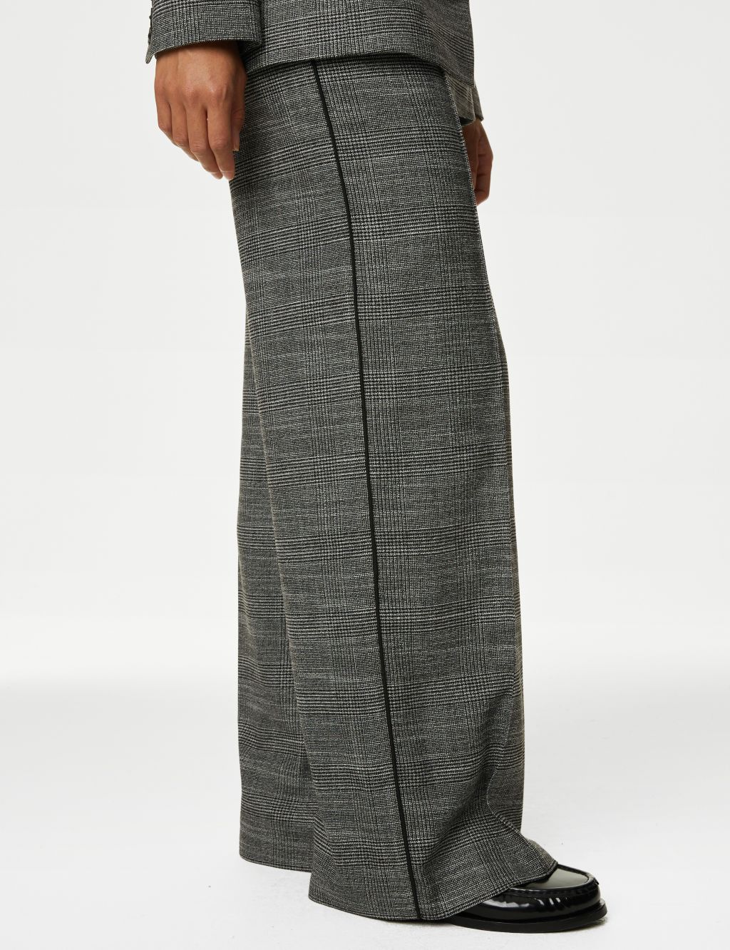 Checked Seam Detail Wide Leg Trousers image 4