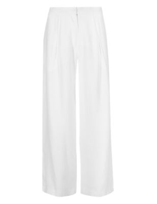 Pure Linen Pleated Wide Leg Trousers | Best of British for M&S ...