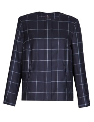 Best of British Pure New Wool Checked Bomber Jacket | M&S Collection | M&S