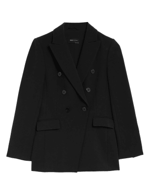 

Womens M&S Collection Zweireihiger Blazer in maßgeschneiderter Passform - Black, Black