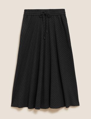 M&S Womens Striped Midi Circle Skirt