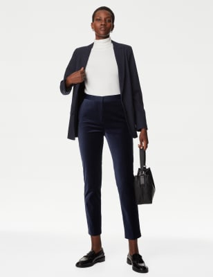 Velvet Slim Fit Ankle Grazer Trousers | M&S AU