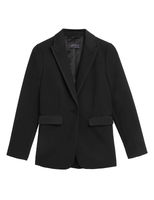 

Womens M&S Collection Satin Look Tailored Tuxedo Blazer - Black, Black