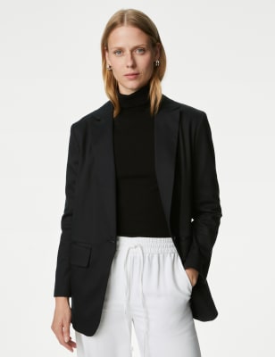 

Womens M&S Collection Lyocell Blend Relaxed Single Breasted Blazer - Black, Black