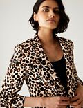 Relaxed Animal Print Ruched Sleeve Blazer