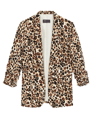 

Womens M&S Collection Relaxed Animal Print Ruched Sleeve Blazer - Brown Mix, Brown Mix