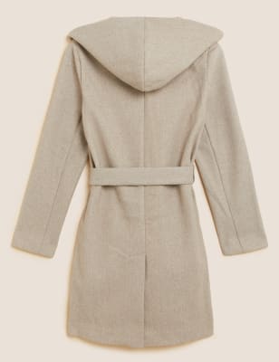 

Womens M&S Collection Belted Hooded Wrap Coatigan - Oatmeal, Oatmeal
