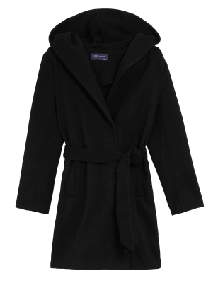 

M&S Collection Abrigo cárdigan cruzado con capucha y cinturónWomens - Black, Black