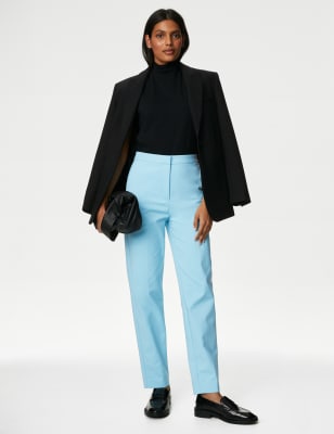 

Womens M&S Collection Schmal geschnittene, knöchellange Hose aus Baumwollmischgewebe - Light Turquoise, Light Turquoise