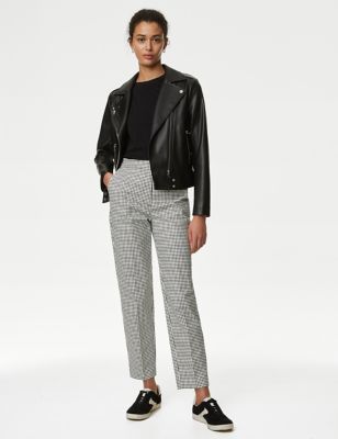 

Womens M&S Collection Cotton Rich Geometric Slim Fit Ankle Grazer Trousers - Black Mix, Black Mix