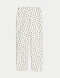 Pantalon coupe slim longueur cheville en coton à motif géométrique
