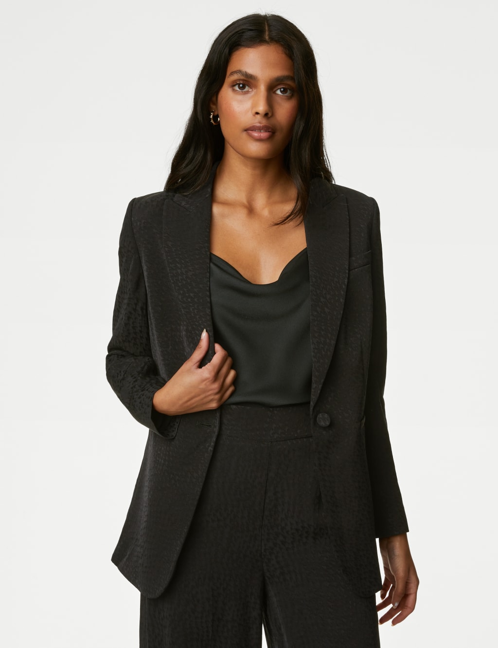 Satin Jacquard Single Breasted Blazer image 4