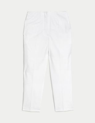 

Womens M&S Collection Cotton Blend Slim Fit Cropped Trousers - Soft White, Soft White