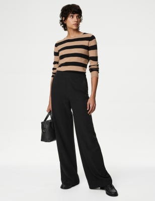 

M&S Collection Pantalón de pata ancha de Lyocell con linoWomens - Black, Black