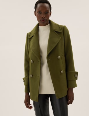 womens khaki peacoat