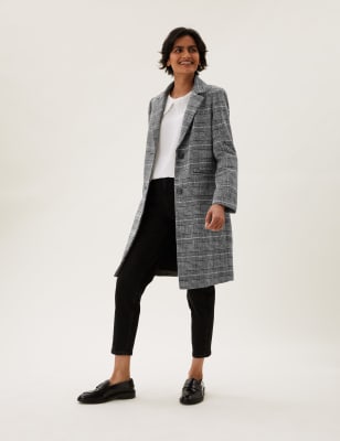 

Womens M&S Collection The Checked City Coat - Black Mix, Black Mix