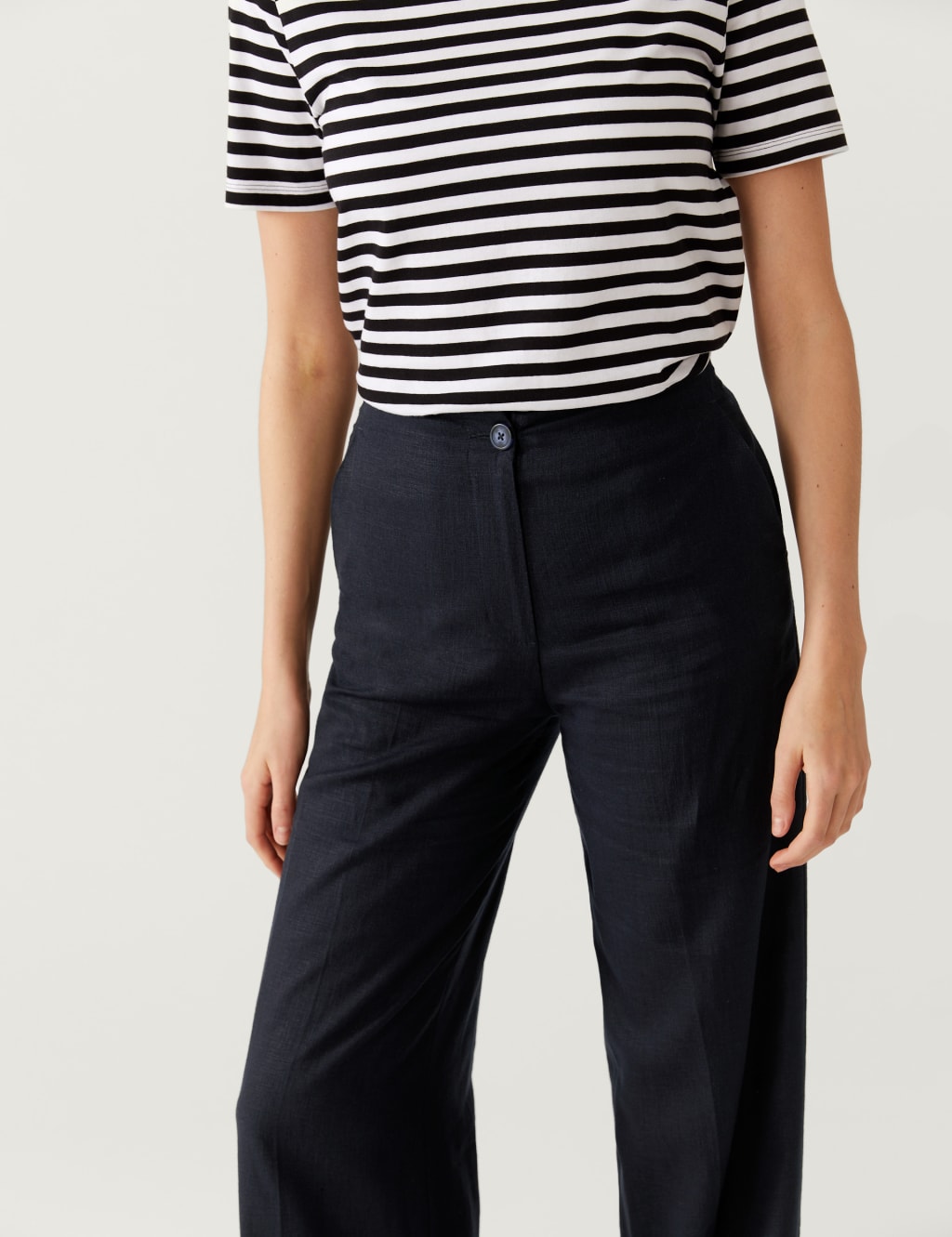 Linen Blend Wide Leg Trousers image 4