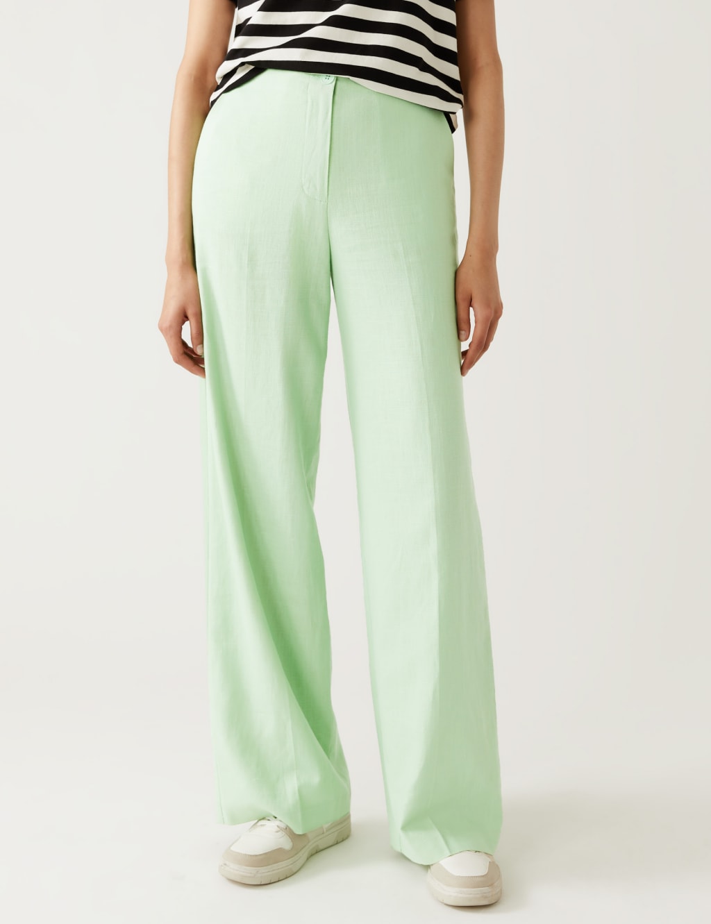 Linen Blend Wide Leg Trousers image 2