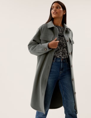 

Womens M&S Collection The Longline Shacket - Dark Khaki, Dark Khaki